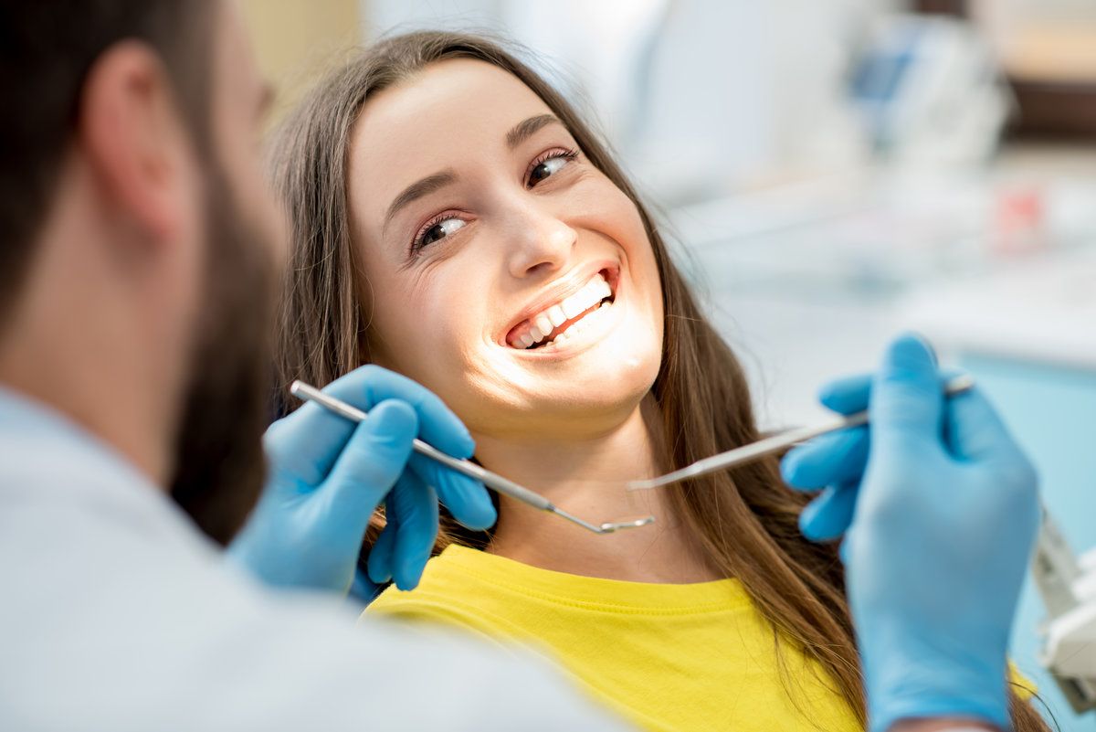 Patient smiling during dental checkup