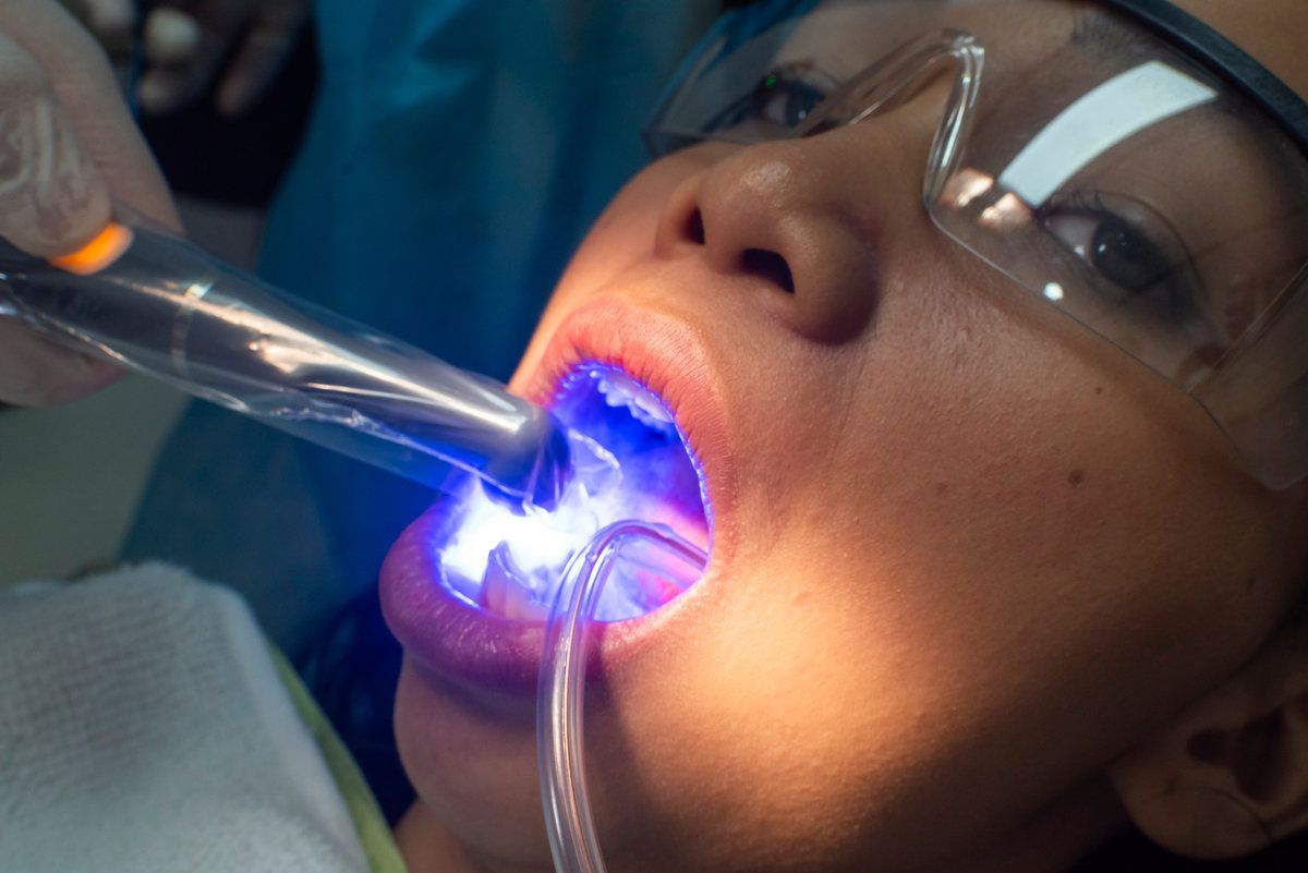 Dental procedure with bright light